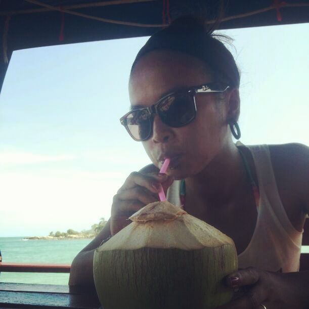 Ook de verse kokosnoot smaakt me al te best!